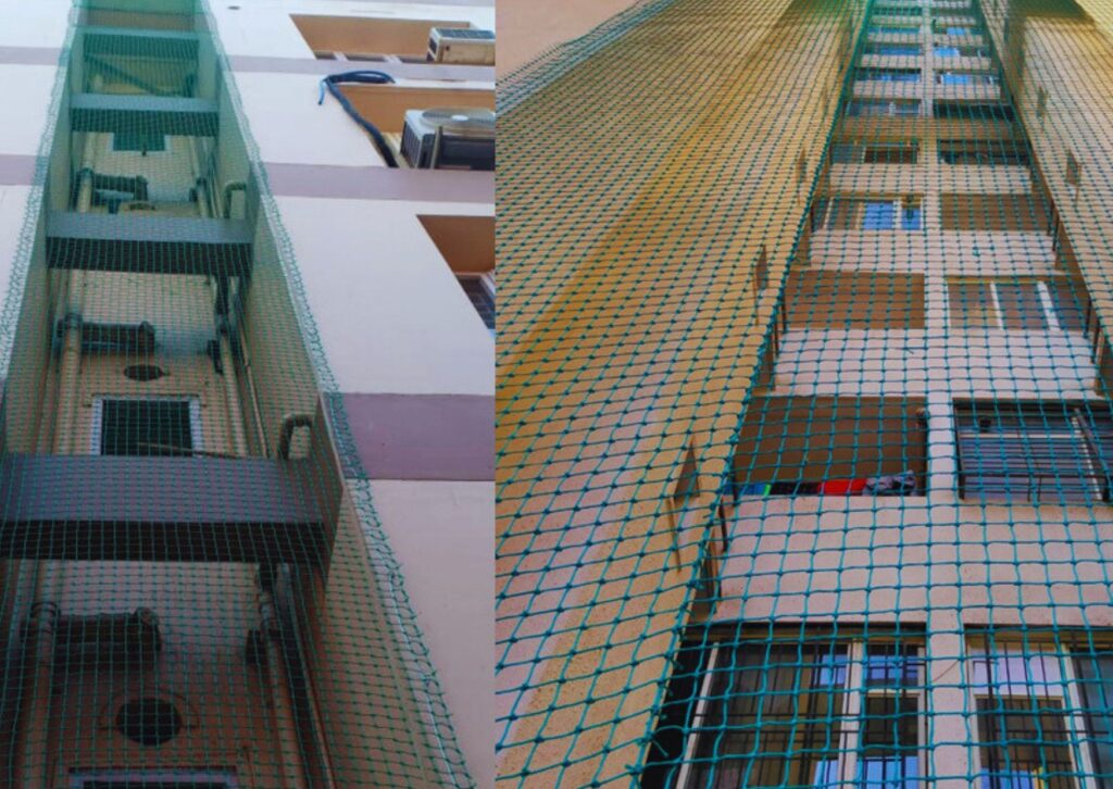 Affordable duct area safety nets for flats